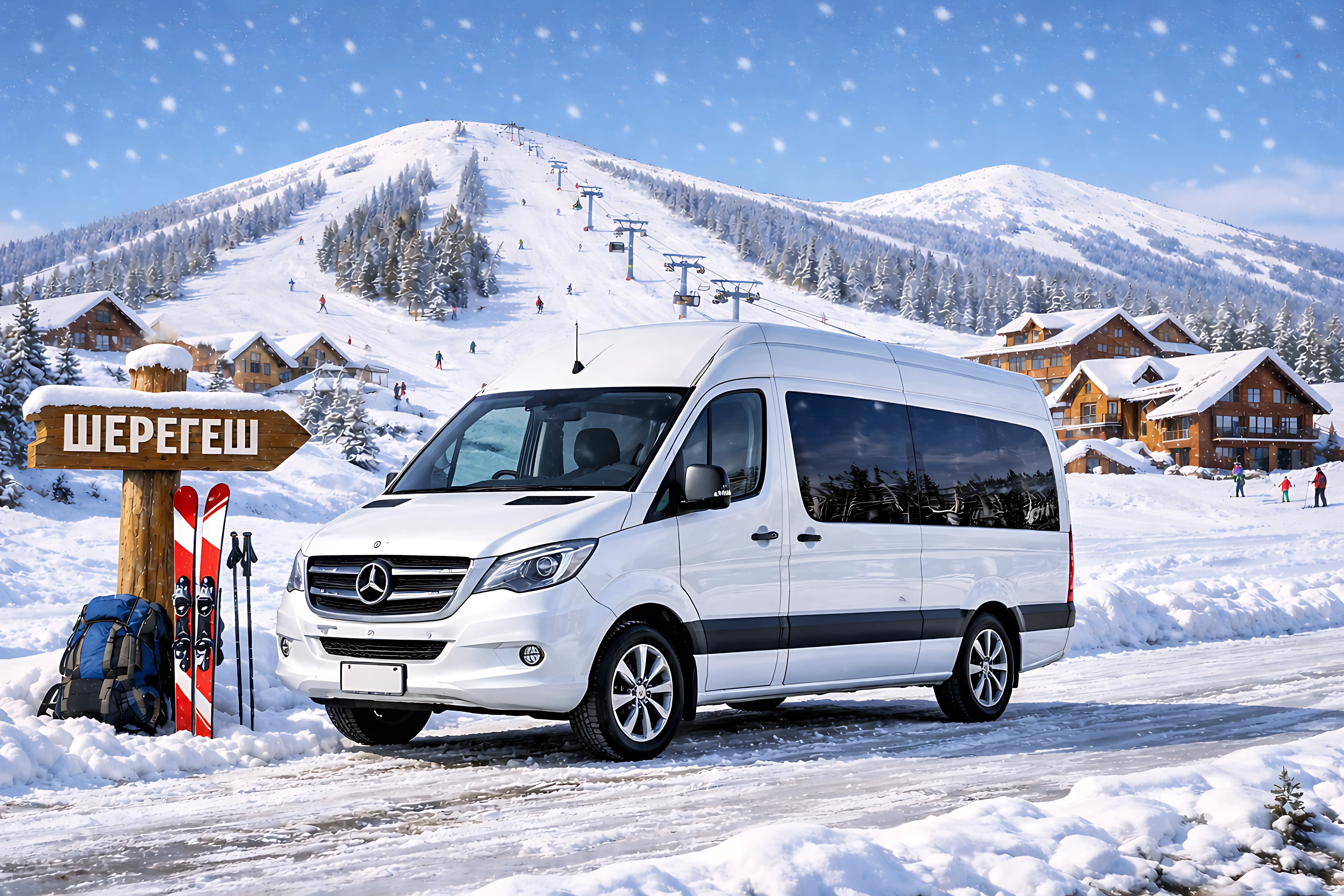 Автобус Mercedes-Benz Sprinter на 20 пассажирских мест для группового трансфера в Шерегеш