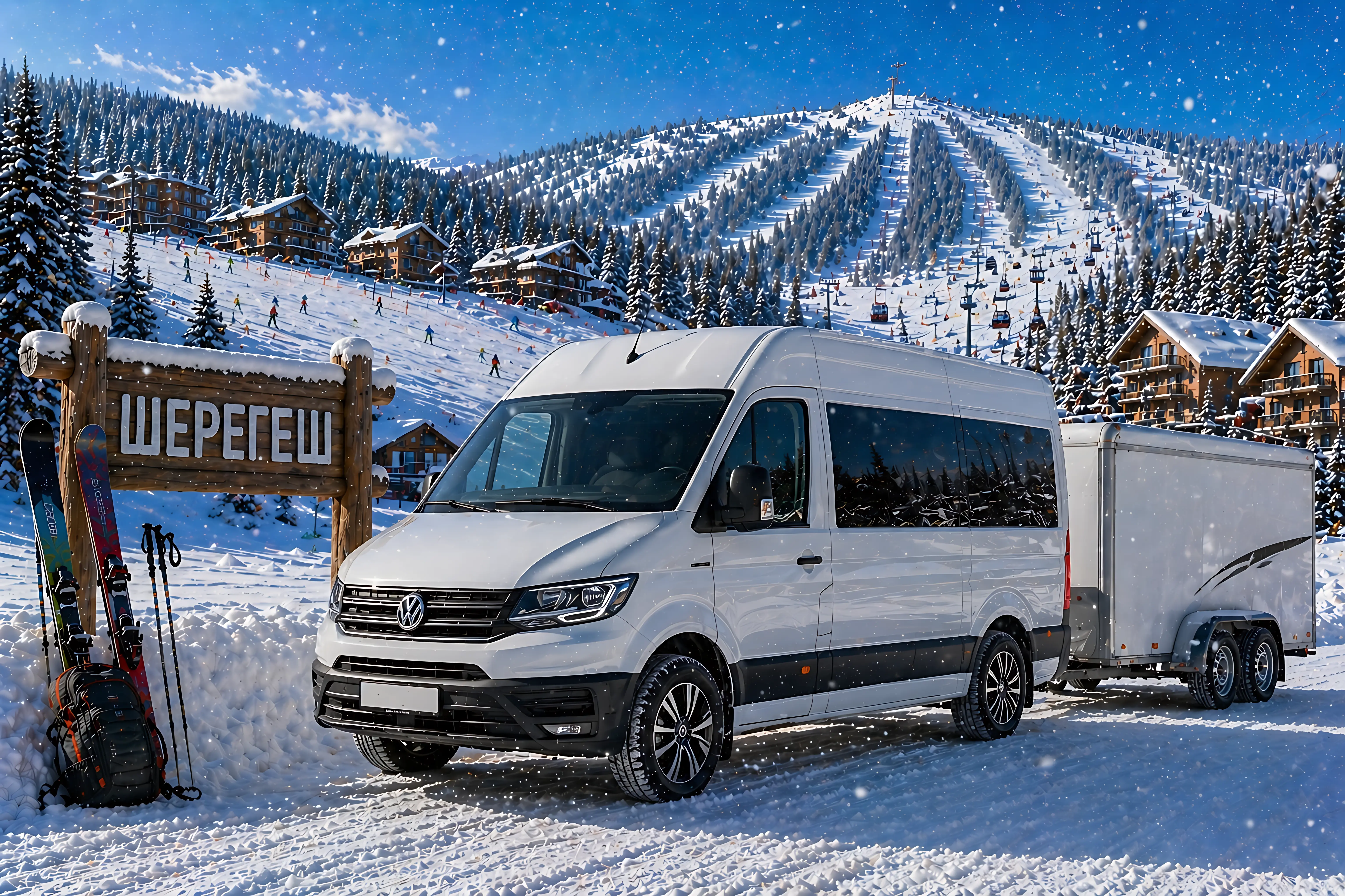 Зимний трансфер до Шерегеша из Новокузнецка на автобусе Volkswagen Crafter