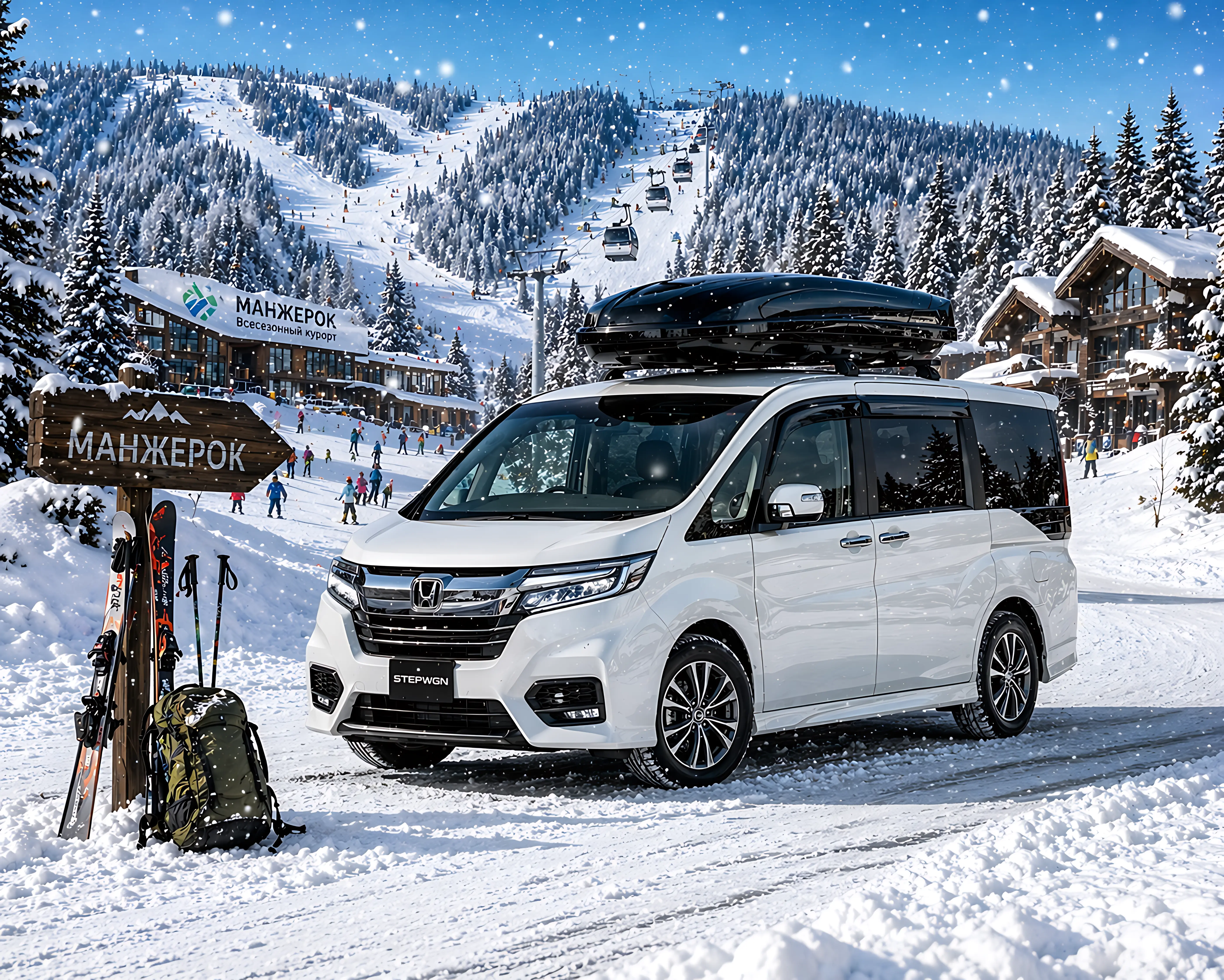 Комфортный минивэн Honda Stepwgn для трансфера Шерегеш — Манжерок